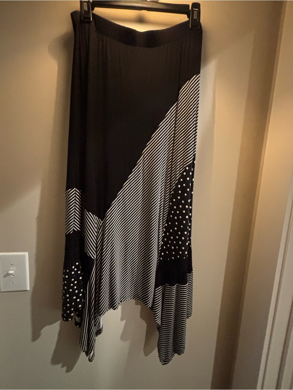 Chico's Black and White Asymmetrical Maxi Skirt